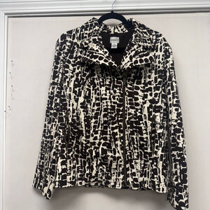 Women's Chico's Espresso&Cream Abstract moto Jacket Size L